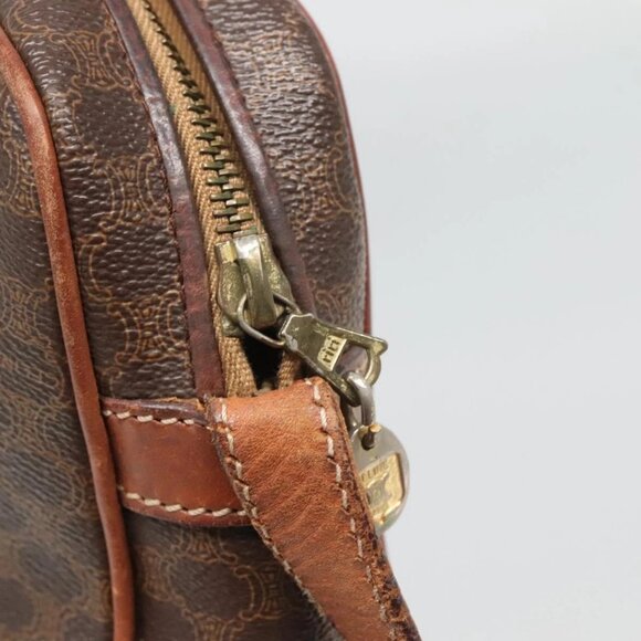 CELINE Macadam Canvas Shoulder Bag PVC Leather Brown Gold Auth BA2501 - Picture 11 of 16